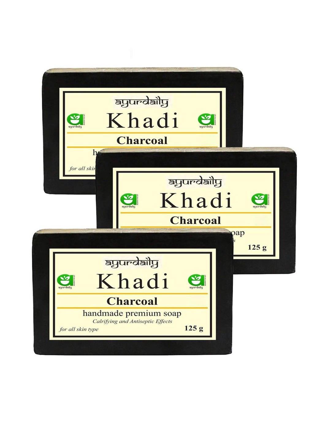 

Ayurdaily Set Of 3 Charcoal Soap - 125 g Each, Black