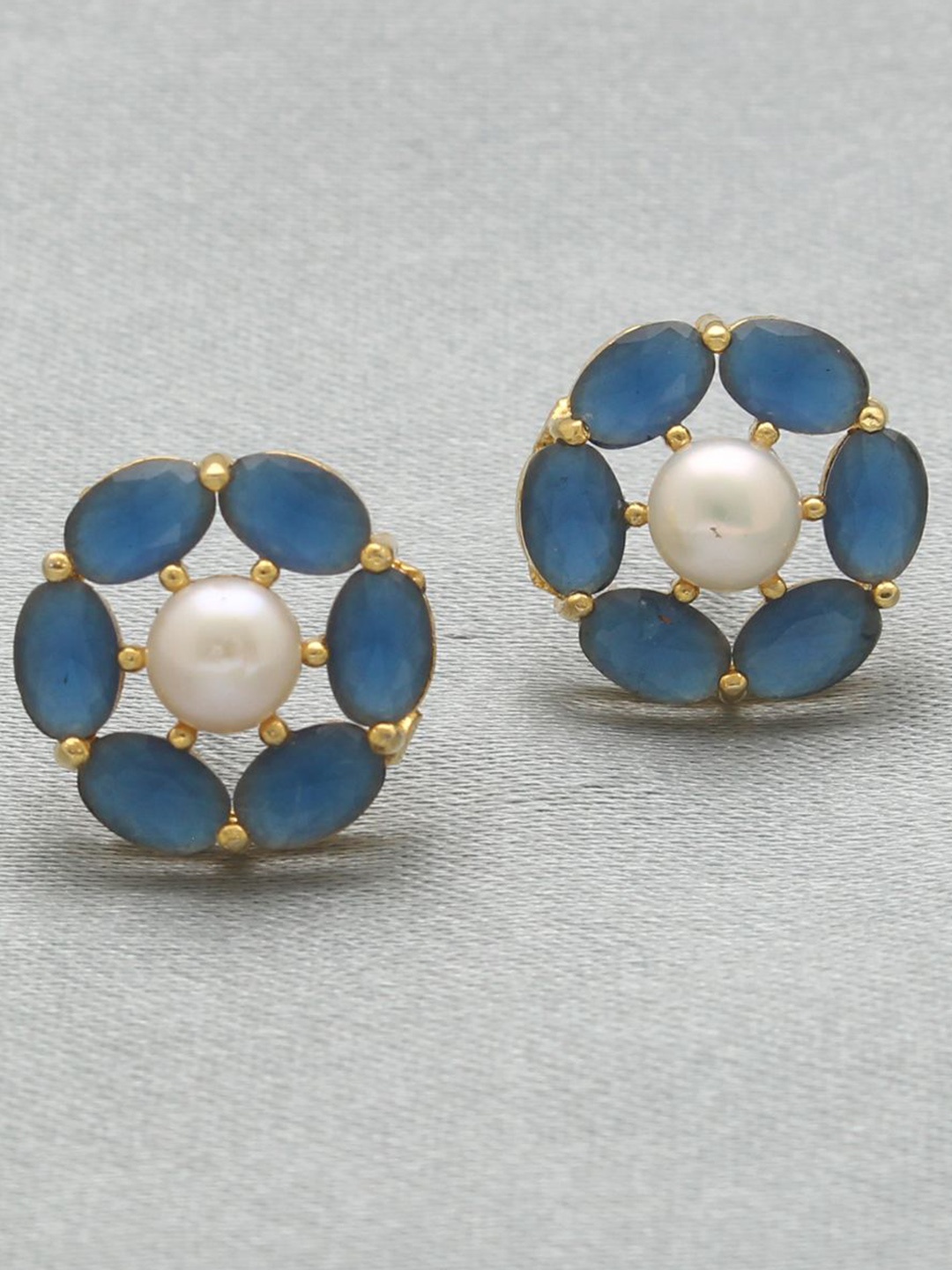 

Sri Jagdamba Pearls Dealer Henna Gold-Plated Beaded Contemporary Studs