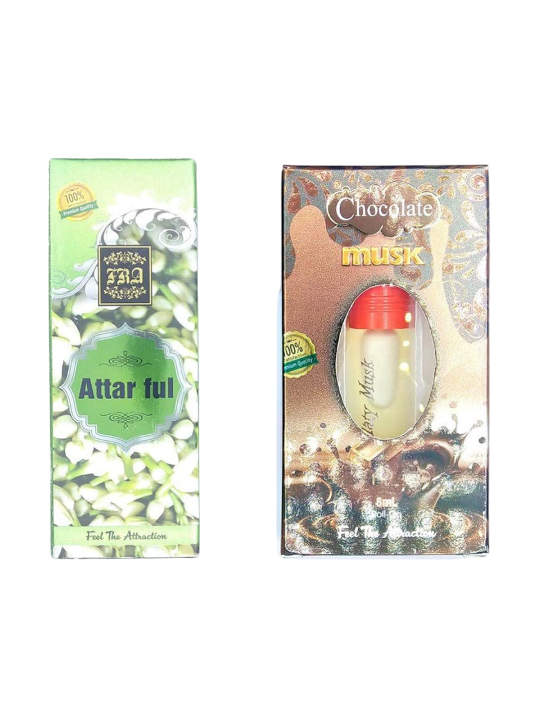 

RAVIOUR LIFESTYLE Set Of 2 Attar Full & Chocolate Musk Roll On Attar - 8 ml Each, Transparent