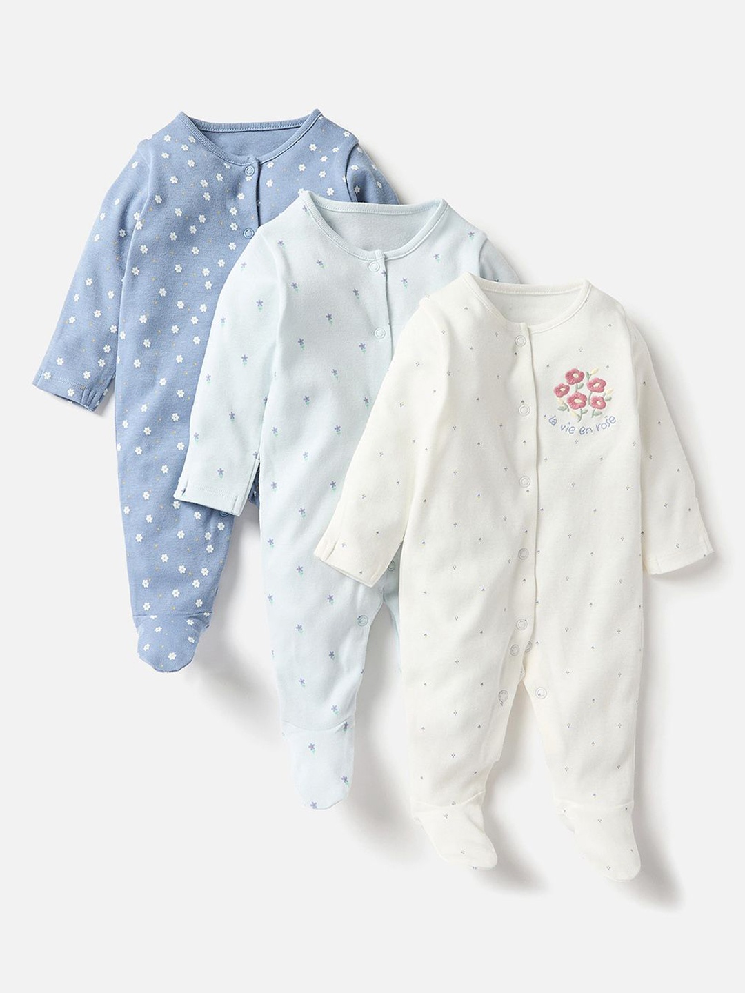 

Juniors by Babyshop Girls Pack of 3 Printed Sleepsuit, White