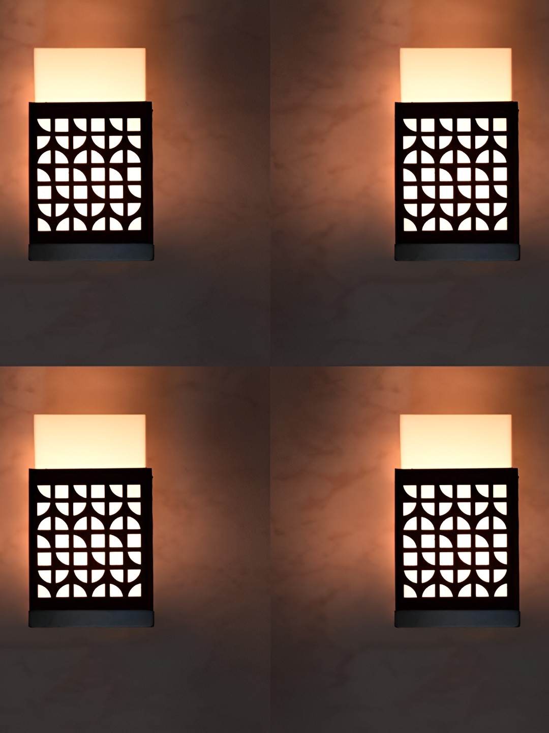 

Gojeeva Black 4 Pieces Textured Contemporary Rectangle Shaped Wooden Wall Lamp