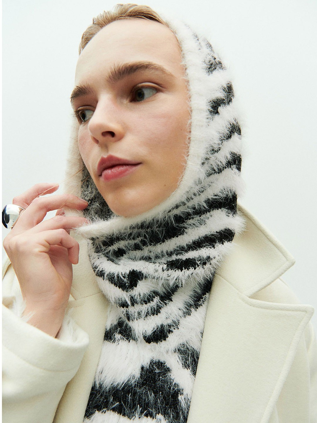 

H&M Women Fluffy-Knit Balaclava, Black
