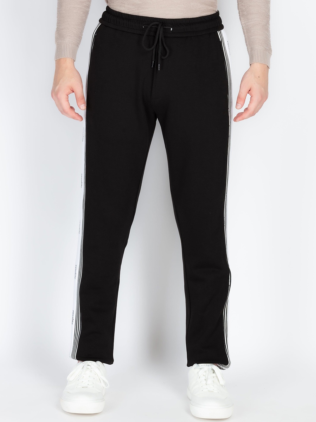 

Status Quo Men Self Design Mid-Rise Track Pants, Black