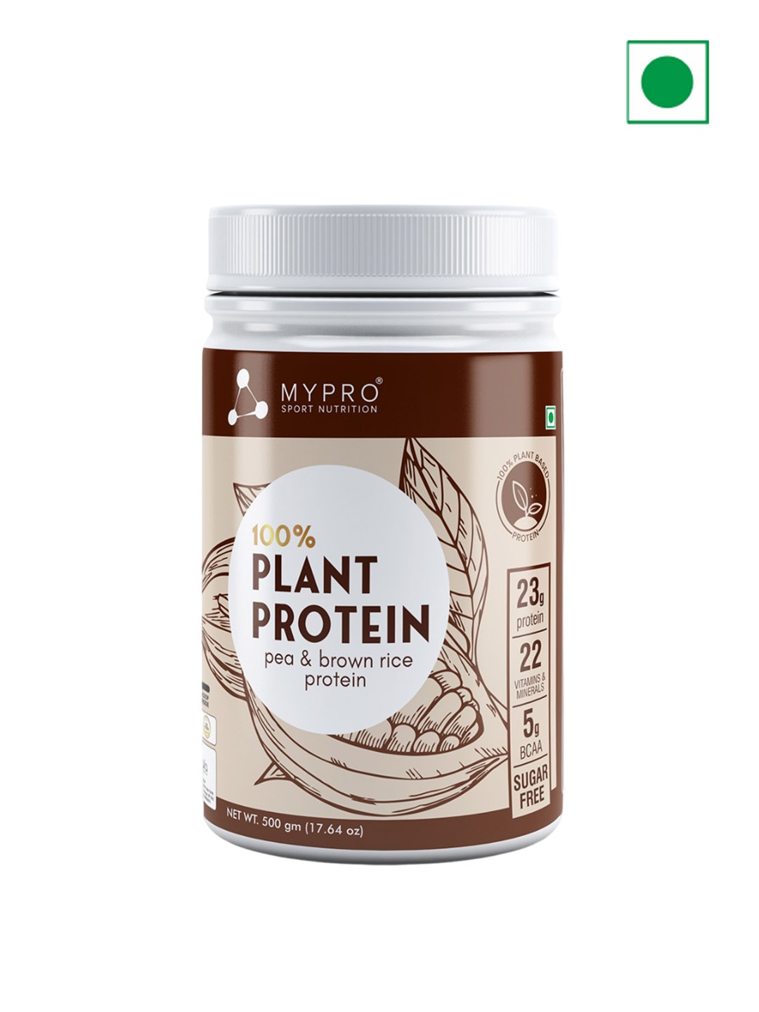 

Mypro Sport Nutrition 100% Plant Protein Powder - 500 g - Vanilla, Brown