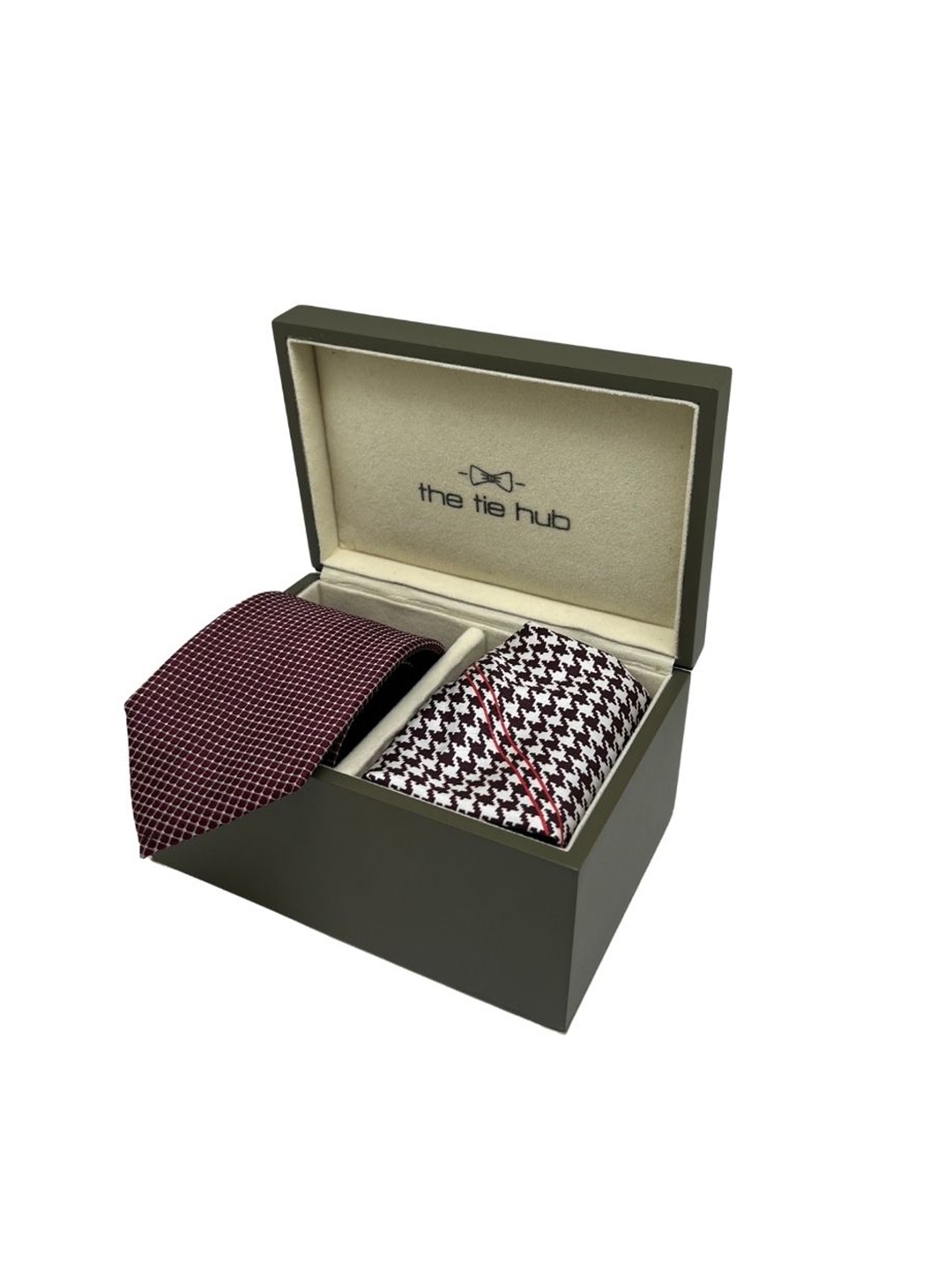 

The Tie Hub Men Neck Tie & Square Pocket Accessory Gift Set, Burgundy