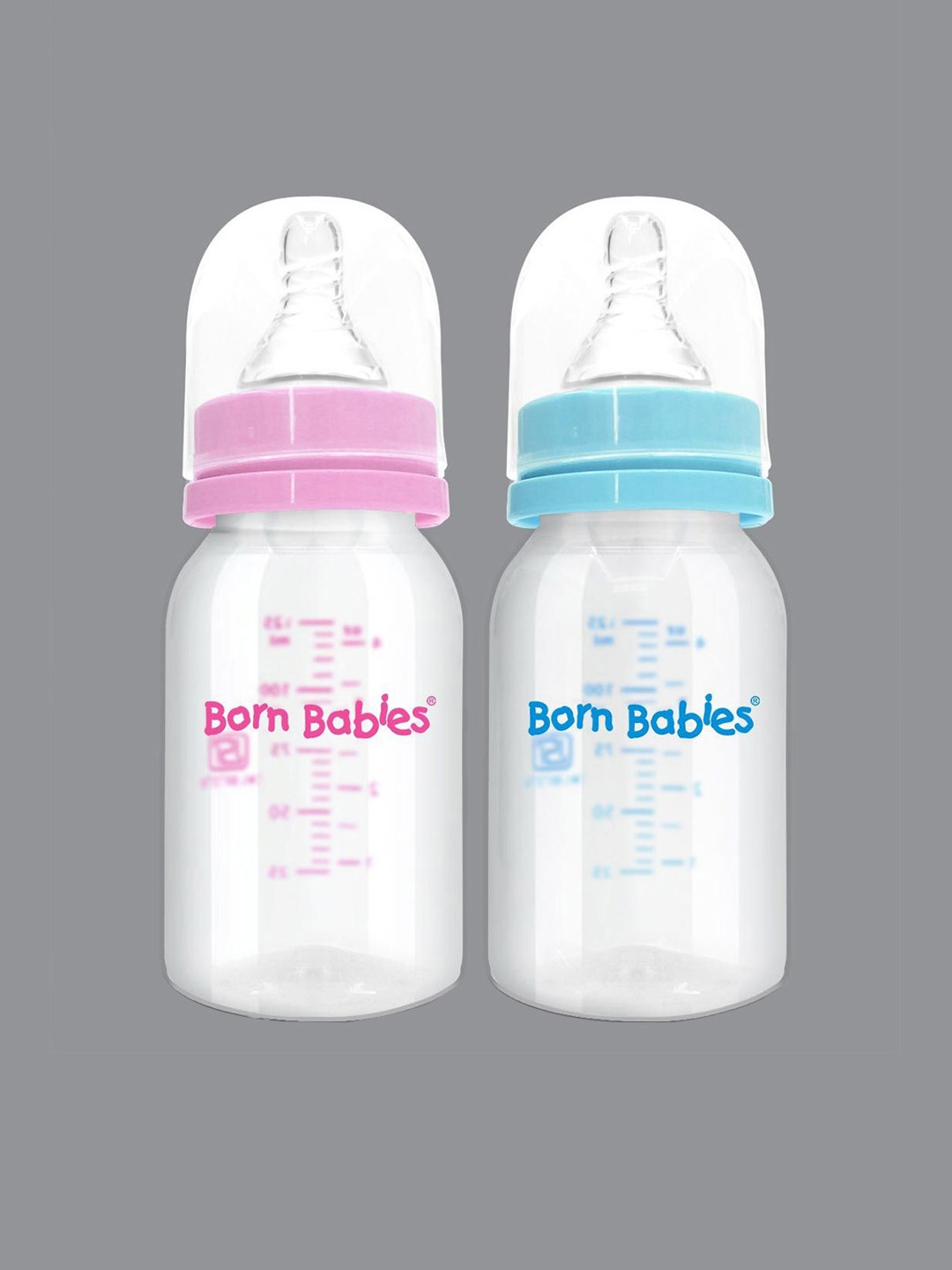 

Born Babies Kids Pack Of 2 Printed Leakproof Feeding Bottles-125 ml-Each, Blue