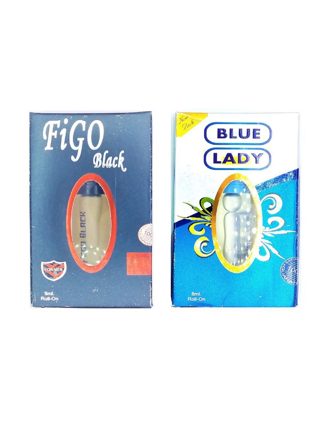 

RAVIOUR LIFESTYLE Set Of 2 Blue Lady & Figo Black Alcohol-Free Roll On Attar- 8 ml Each, Transparent