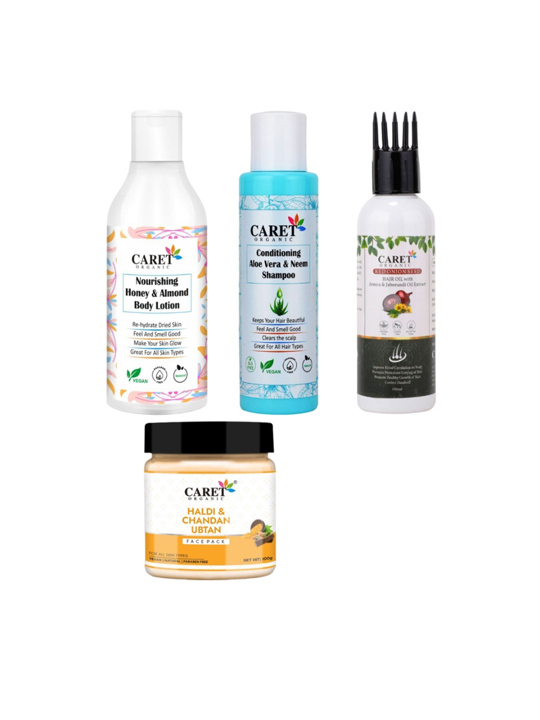 

CARET ORGANIC Set Of 4 Bath and Body Combo, White