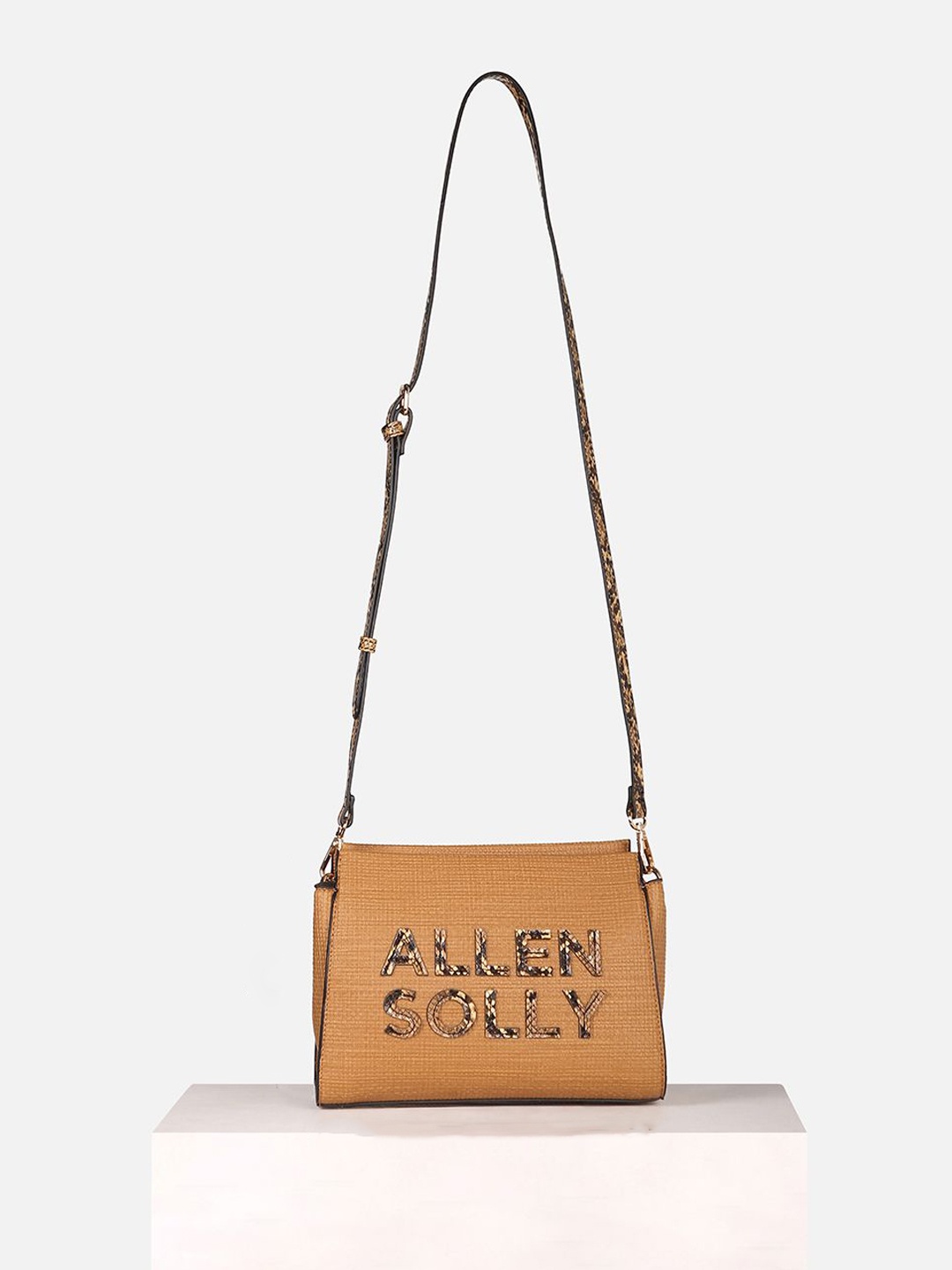 

Allen Solly Woman Brand Logo Printed Structured Sling Bag, Khaki