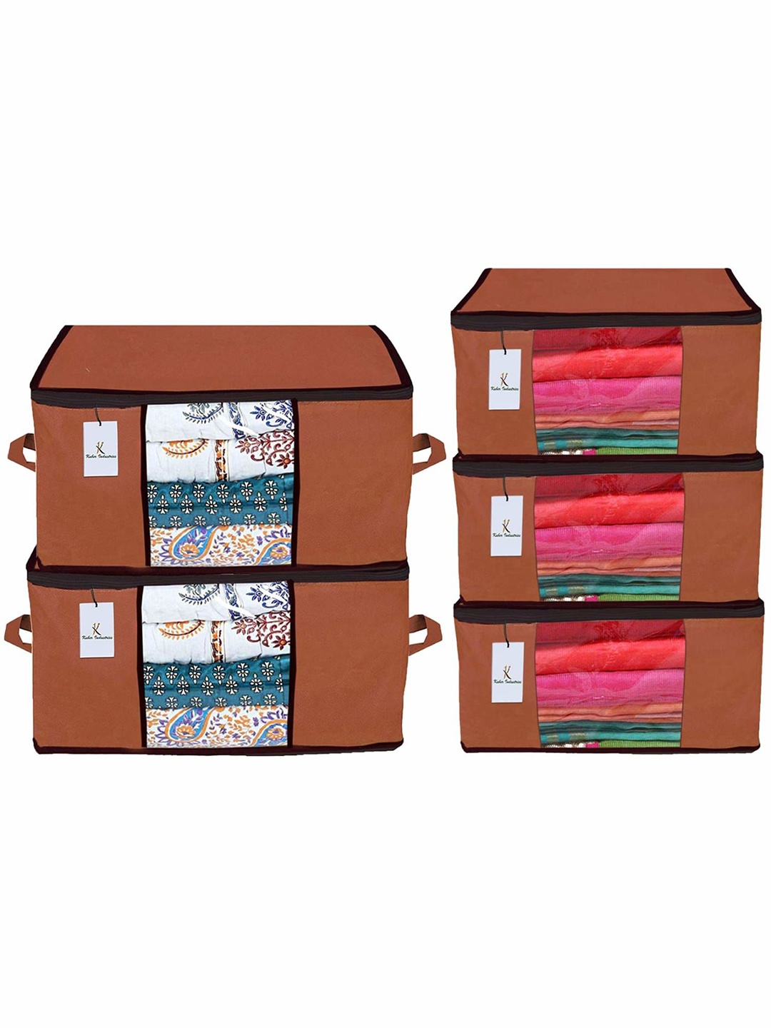 

Kuber Industries Brown 5 Pieces Drawer Organiser