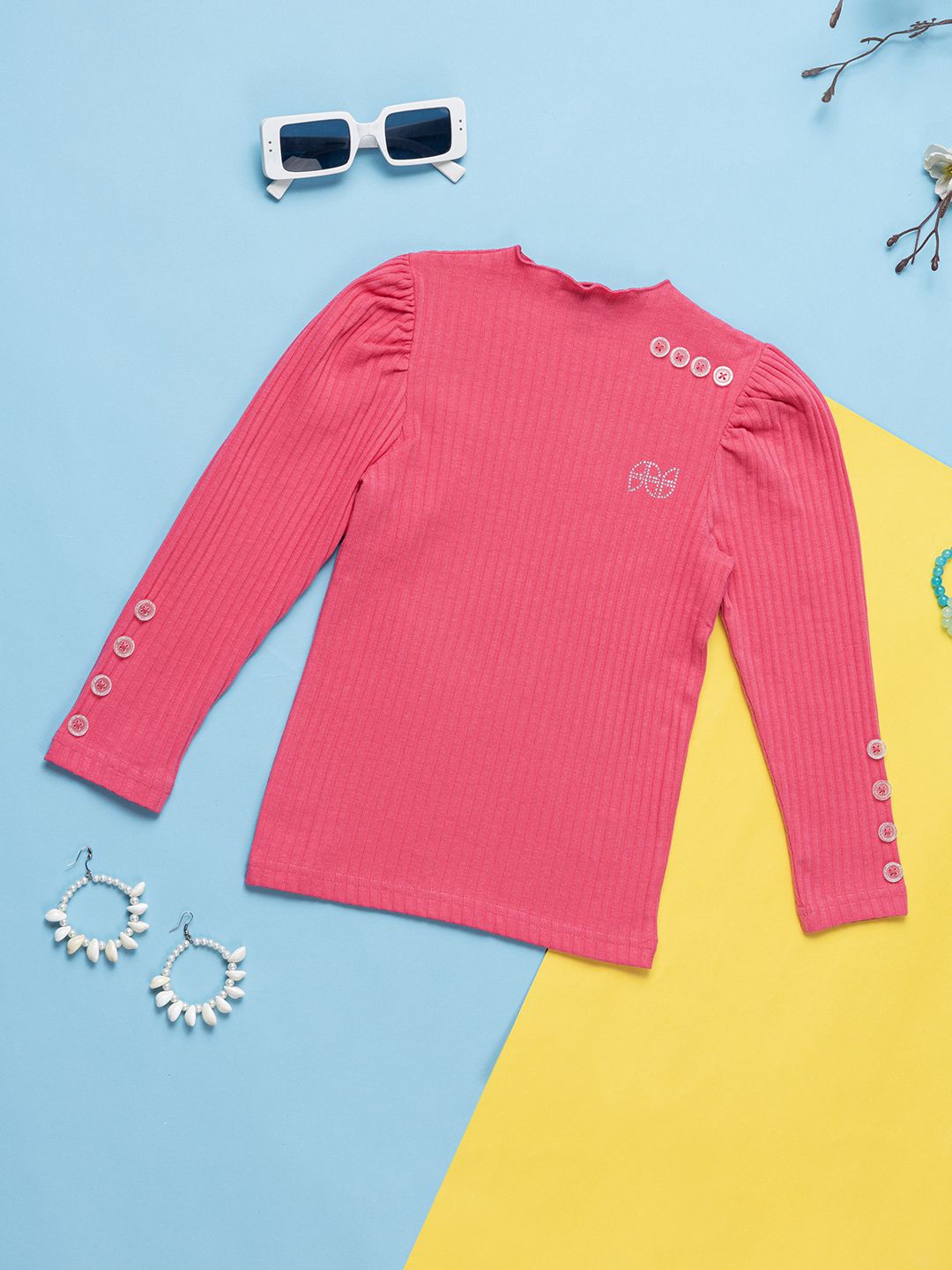

Purple United Kids Girls Solid Cotton Top, Pink