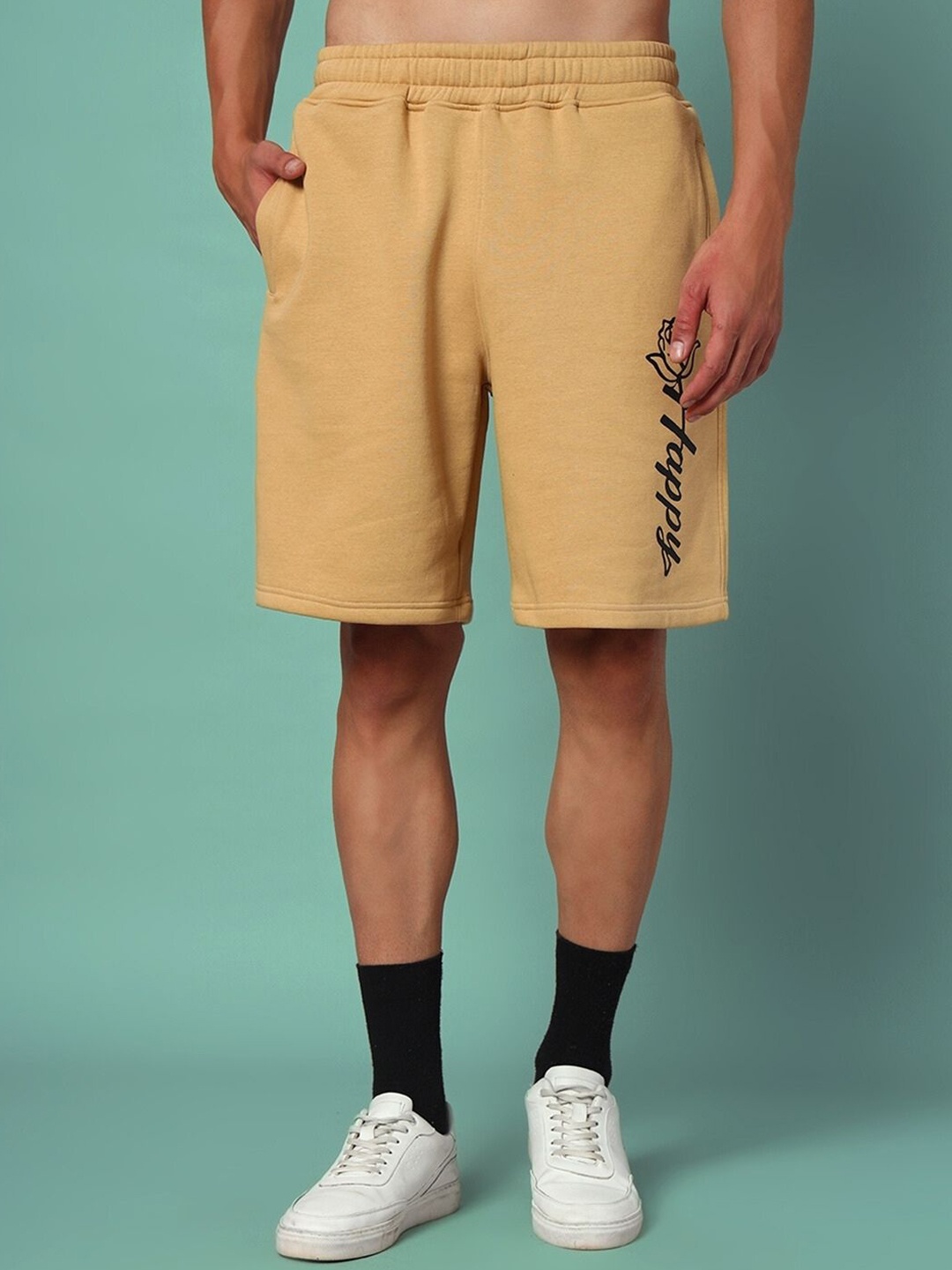 

WEARDUDS Men Typography Printed Sports Shorts, Beige