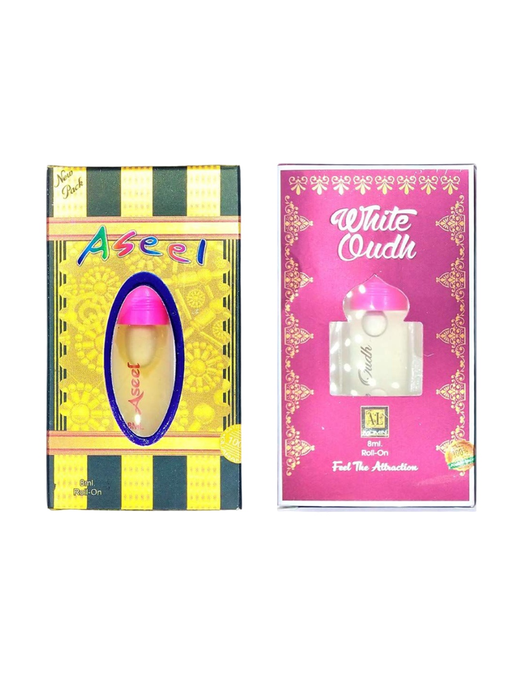 

RAVIOUR LIFESTYLE Set Of 2 Aseel & White Oudh Attar - 8 ml Each, Transparent