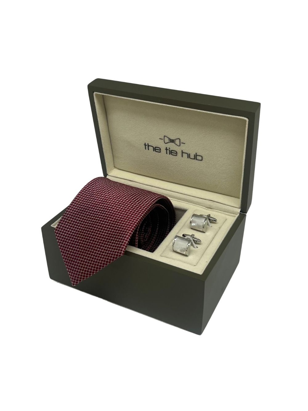 

The Tie Hub Men Accessory Gift Set of, Burgundy