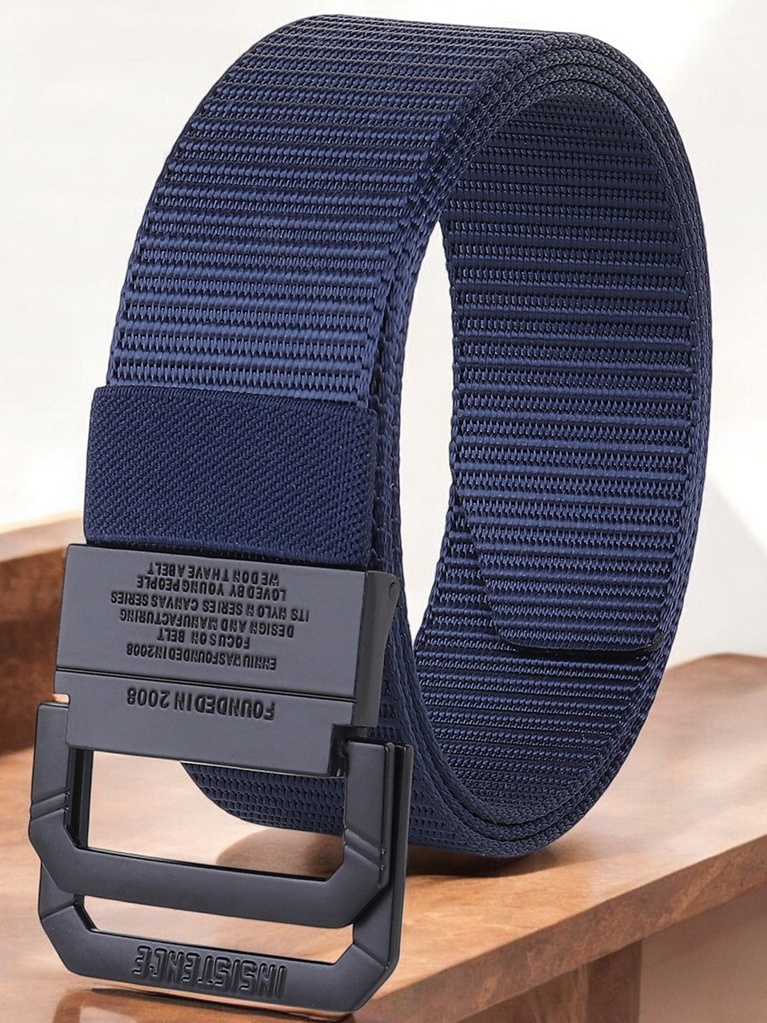 

ZORO Men Woven Design D-Ring Belt, Blue