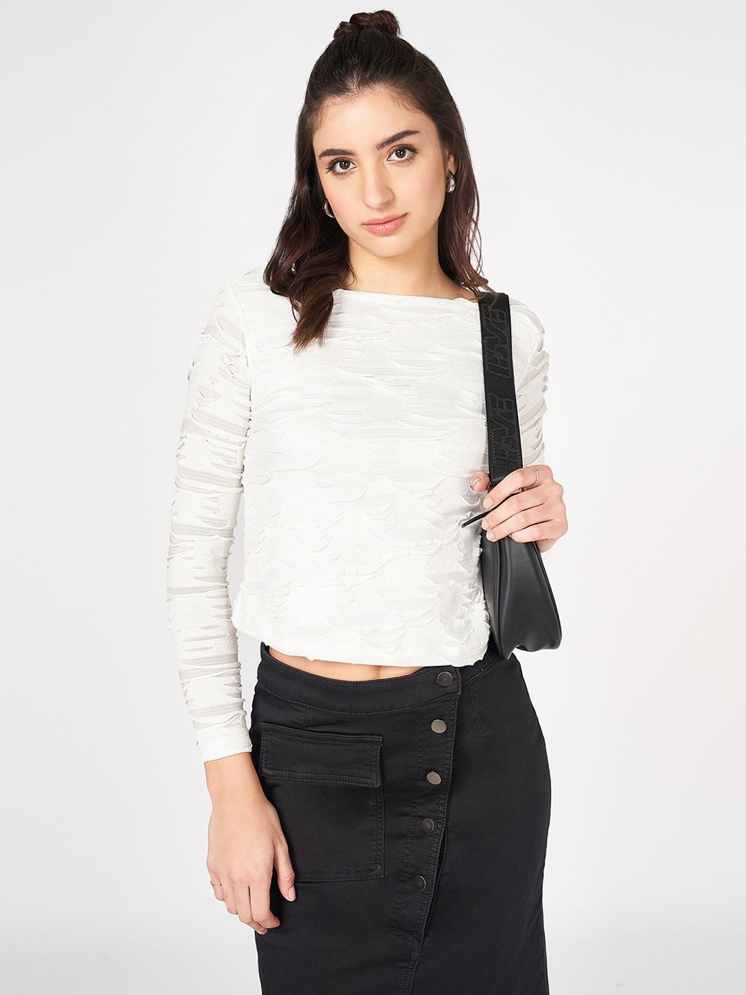 

SF JEANS by Pantaloons Women Crop Top, White