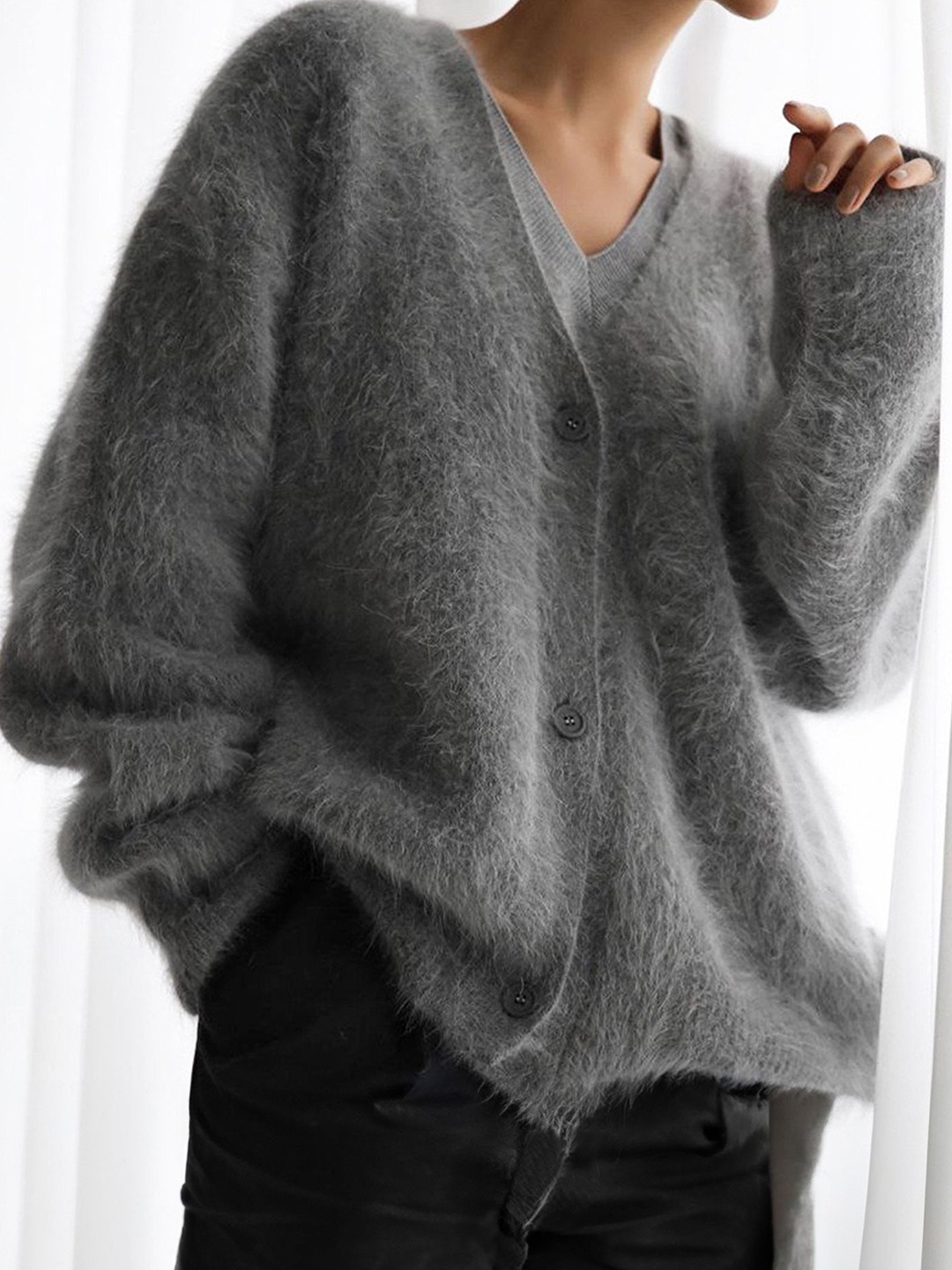 

LULU & SKY Women Long Sleeves Cardigan Sweaters, Grey