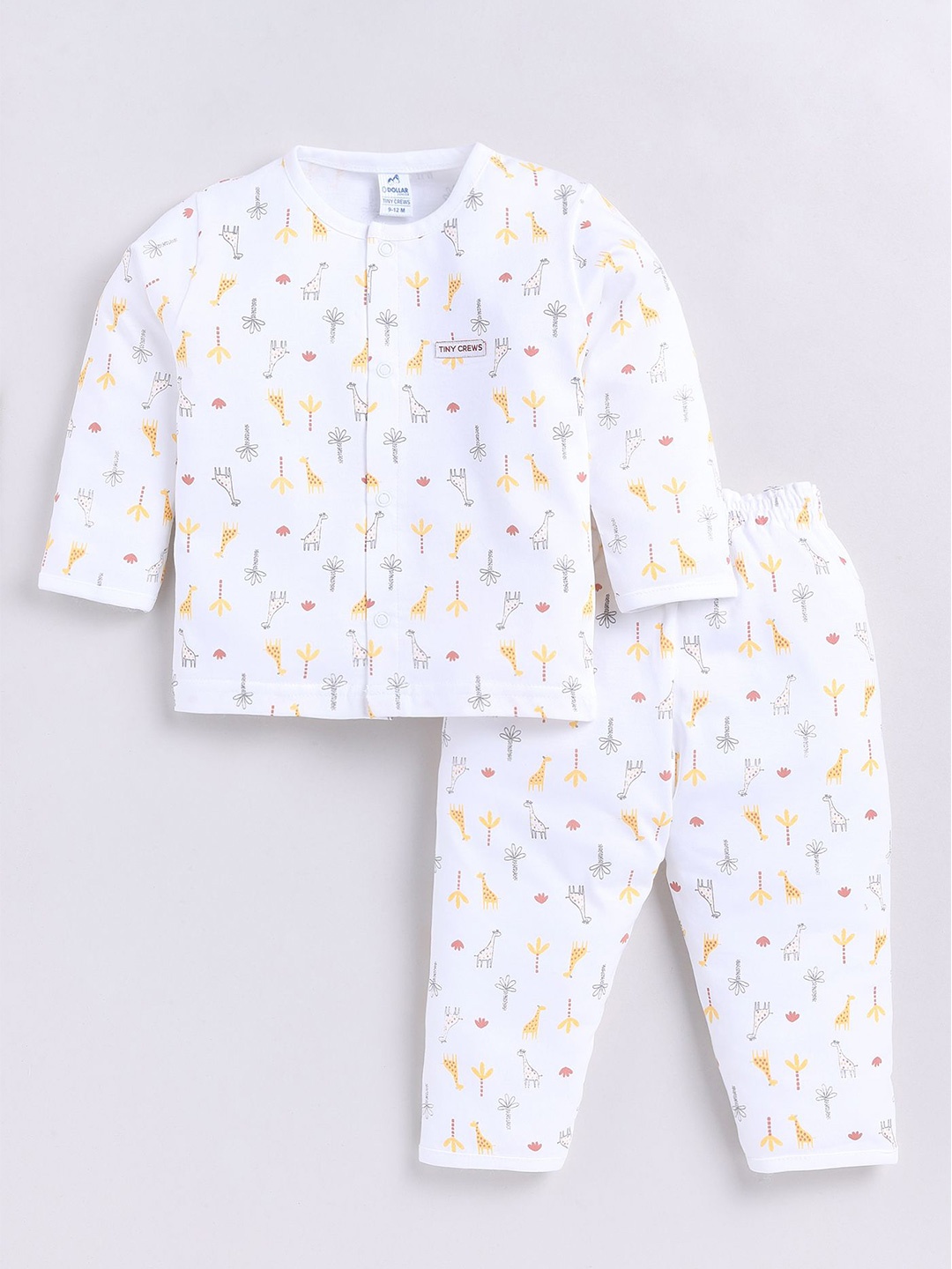 

Dollar Boys Round Neck Printed Shirt with Trousers, White