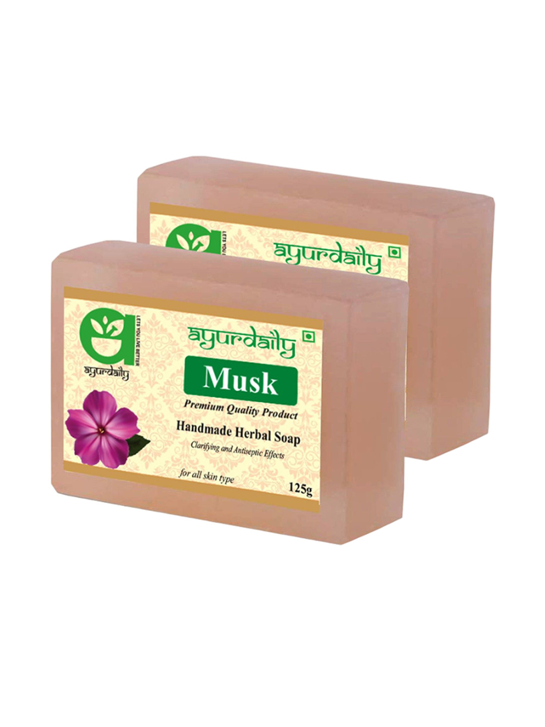 

Ayurdaily Set of 2 Natural Musk Herbal Soap - 125 g Each, Brown