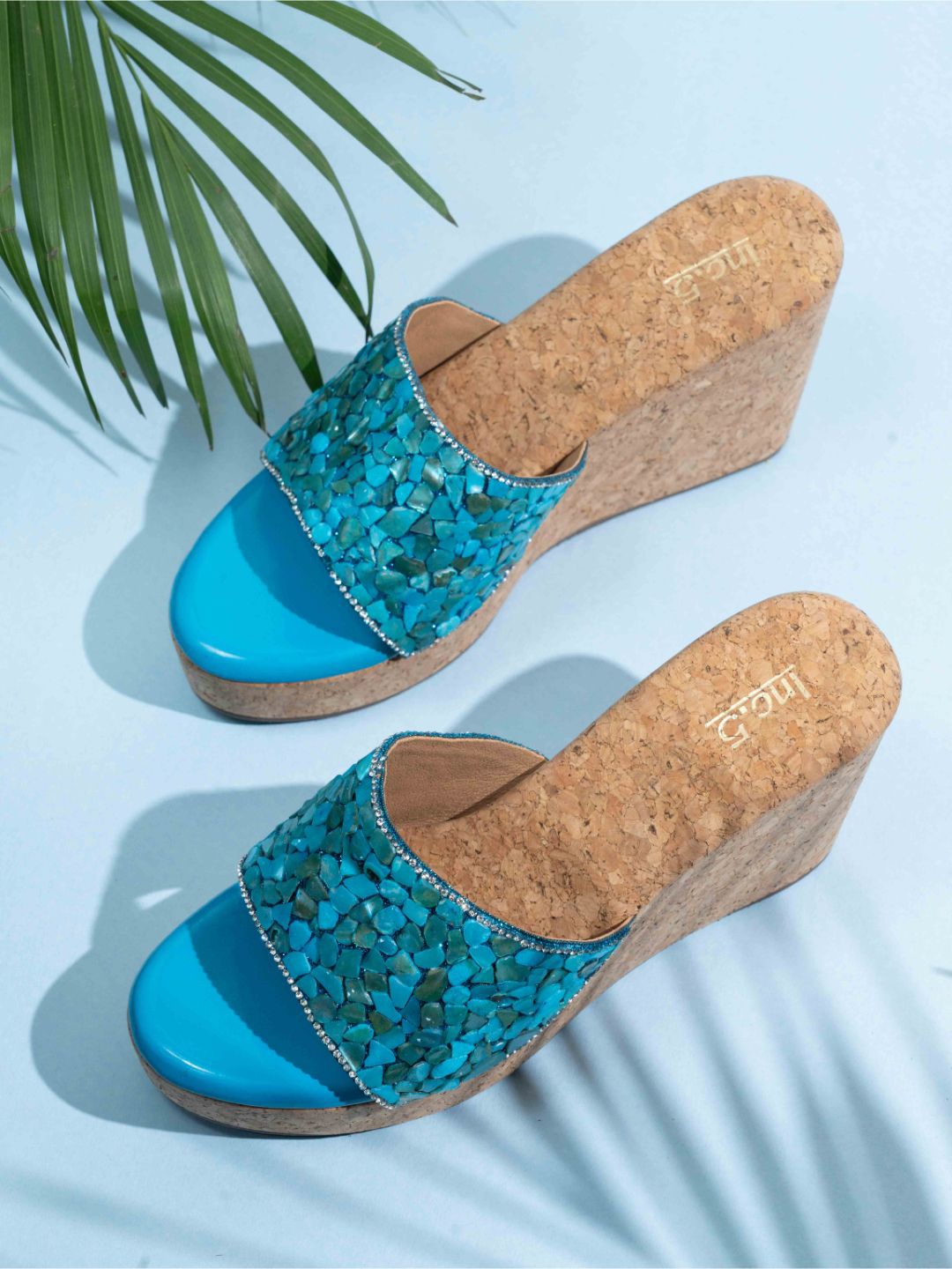 

Inc 5 Ethnic High-Top Wedge Sandals, Blue