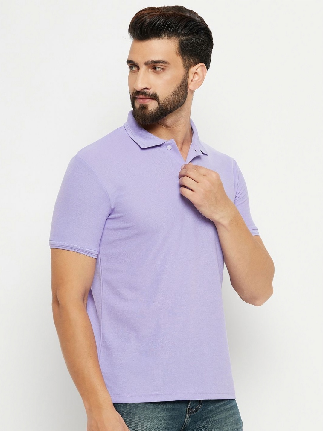 

GET GOLF Men Solid Polo Collar Cotton T-shirt, Purple