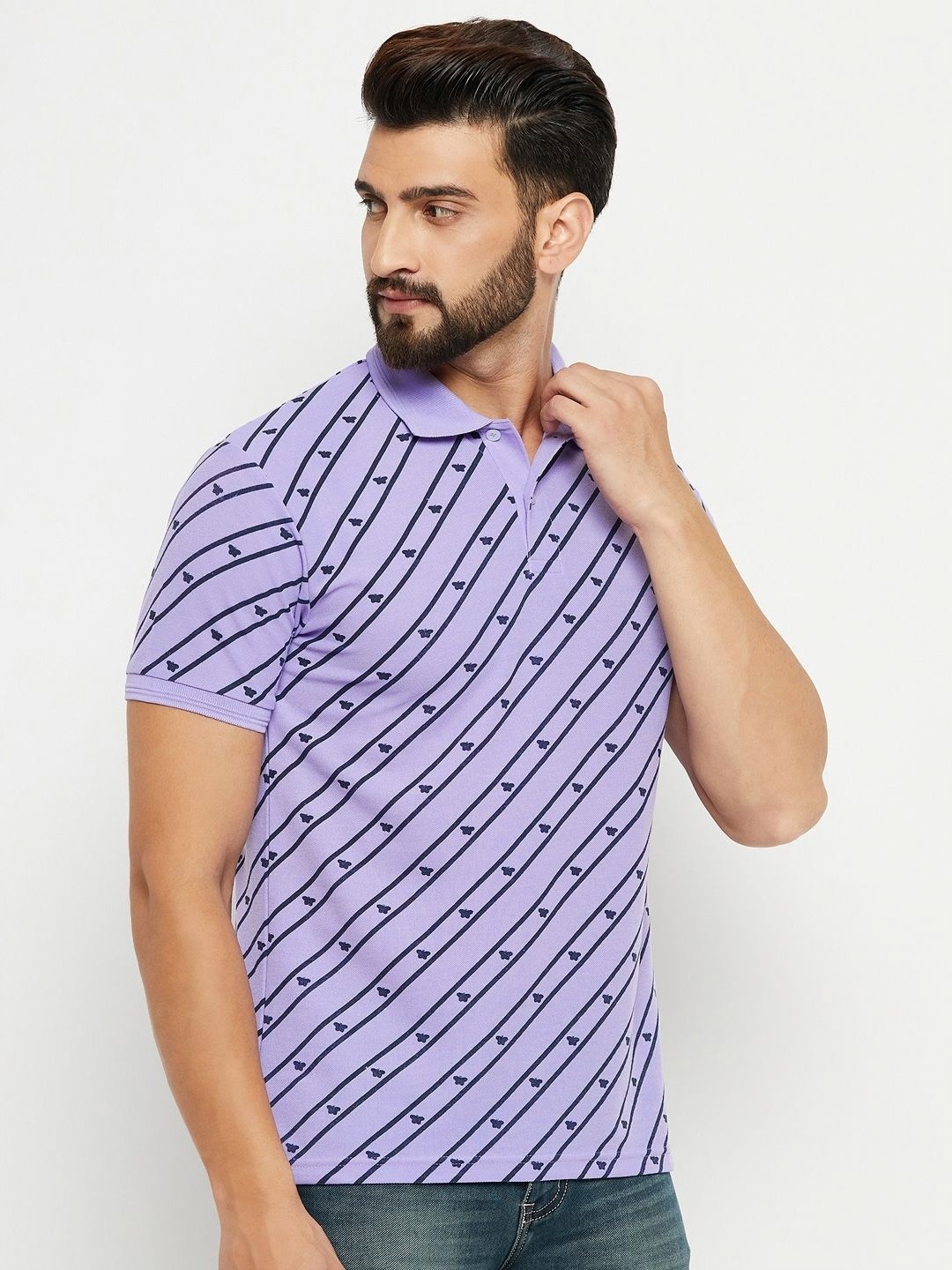 

GET GOLF Men Graphic Printed Polo Collar Cotton T-shirt, Purple