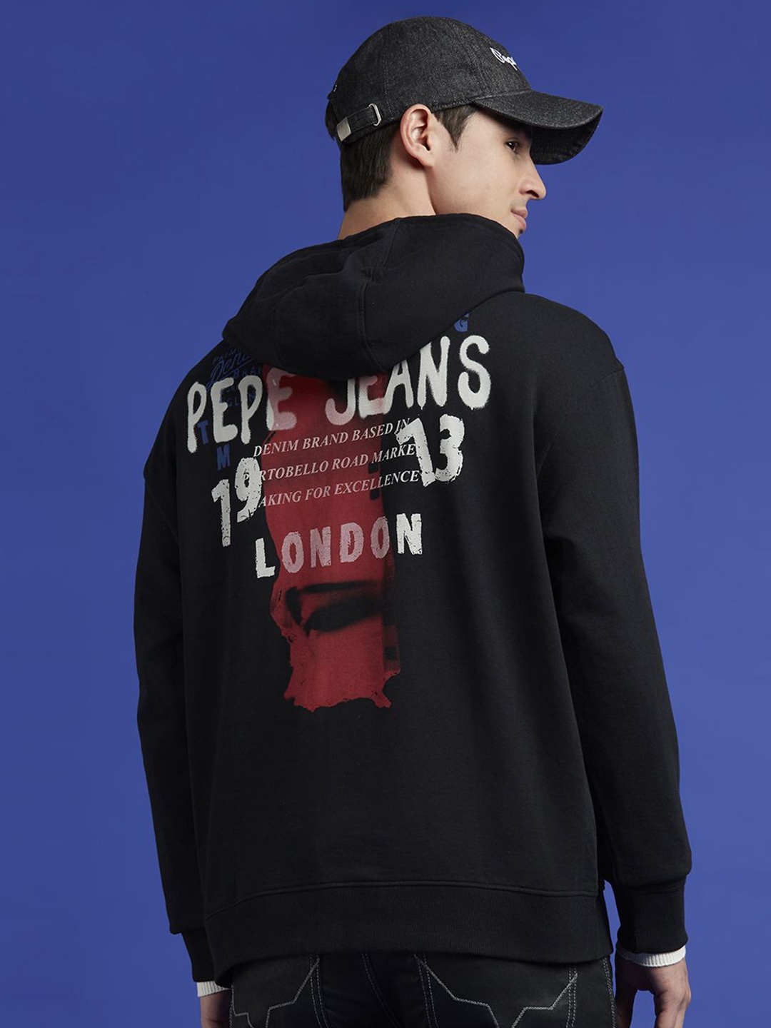 

Pepe Jeans Men Printed Hooded Sweatshirt, Black