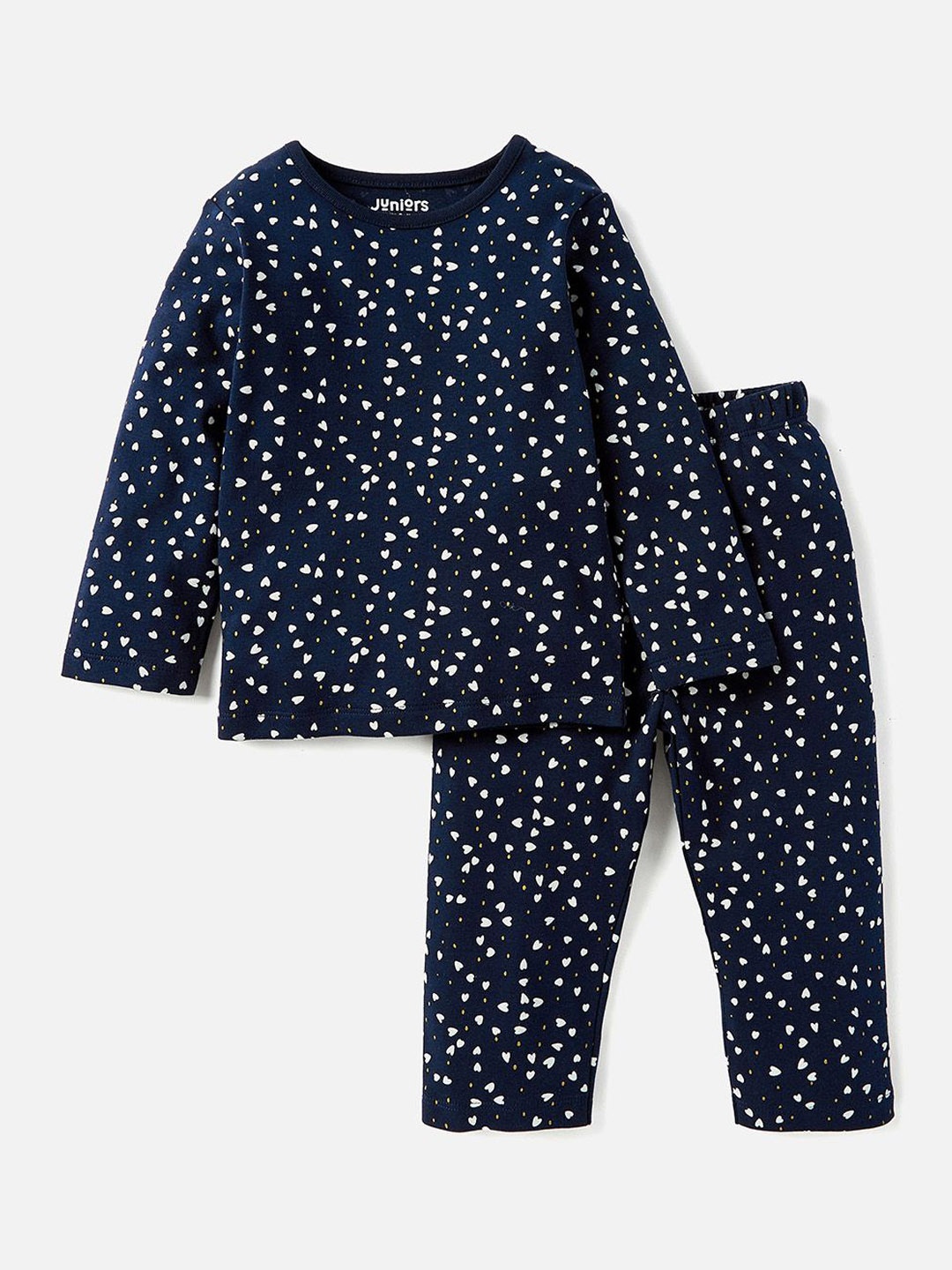 

Juniors by Babyshop Girls All-Over Heart Printed T-Shirt & Trousers Nightsuit, Blue