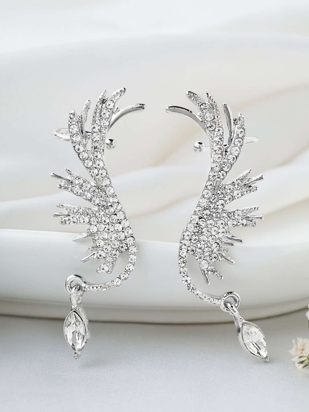 

JOKER & WITCH Silver-Plated Classic Stone Studded Soaring Heights Drop Earrings