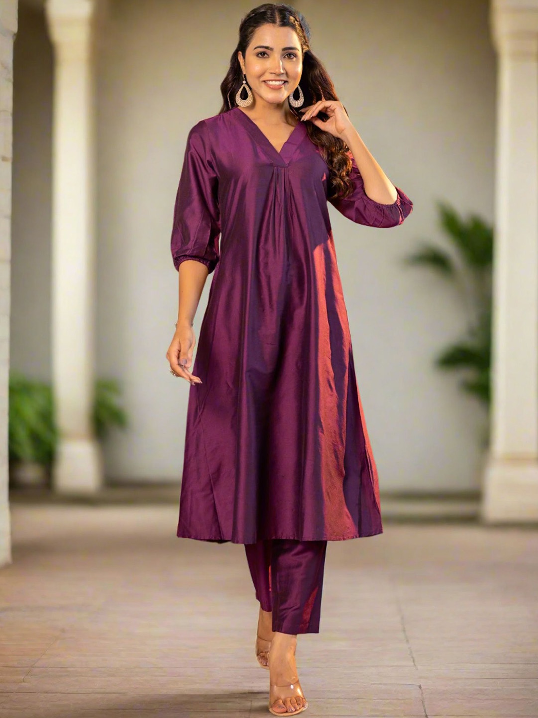 

KASYA V-Neck Tunic With Trouser, Magenta