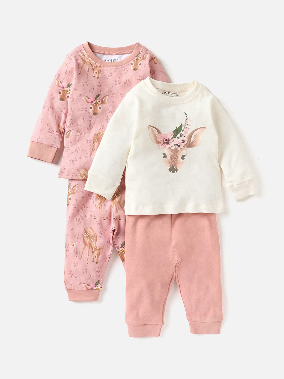 

Juniors by Babyshop Infants Girls Pack Of 2 Animal Printed Night Suit, Pink