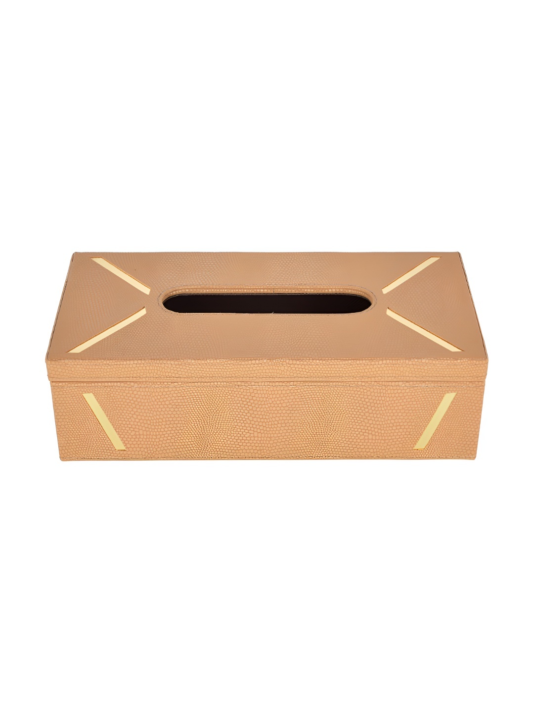 

Premsons Beige & Gold Toned Leather Tissue Holder