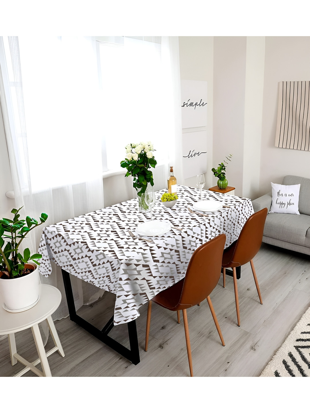

Lushomes Printed Rectangular Table Cover, Beige