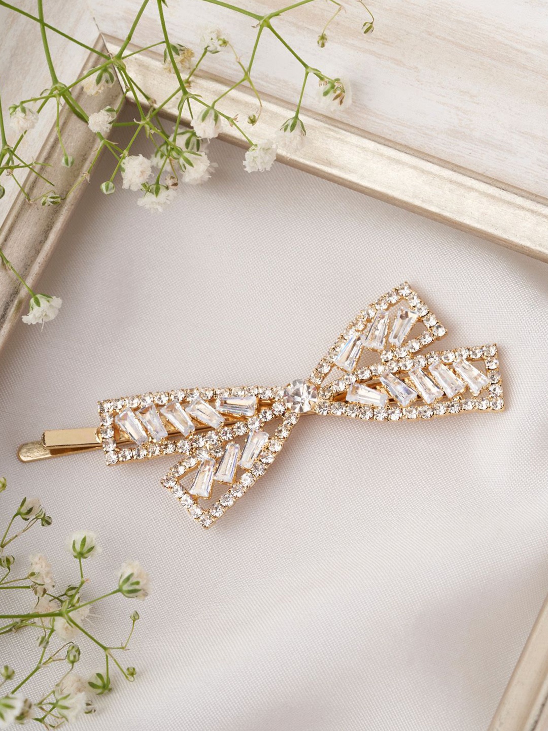 

JOKER & WITCH Women Embellished Alligator Metal Hair Clip, Gold