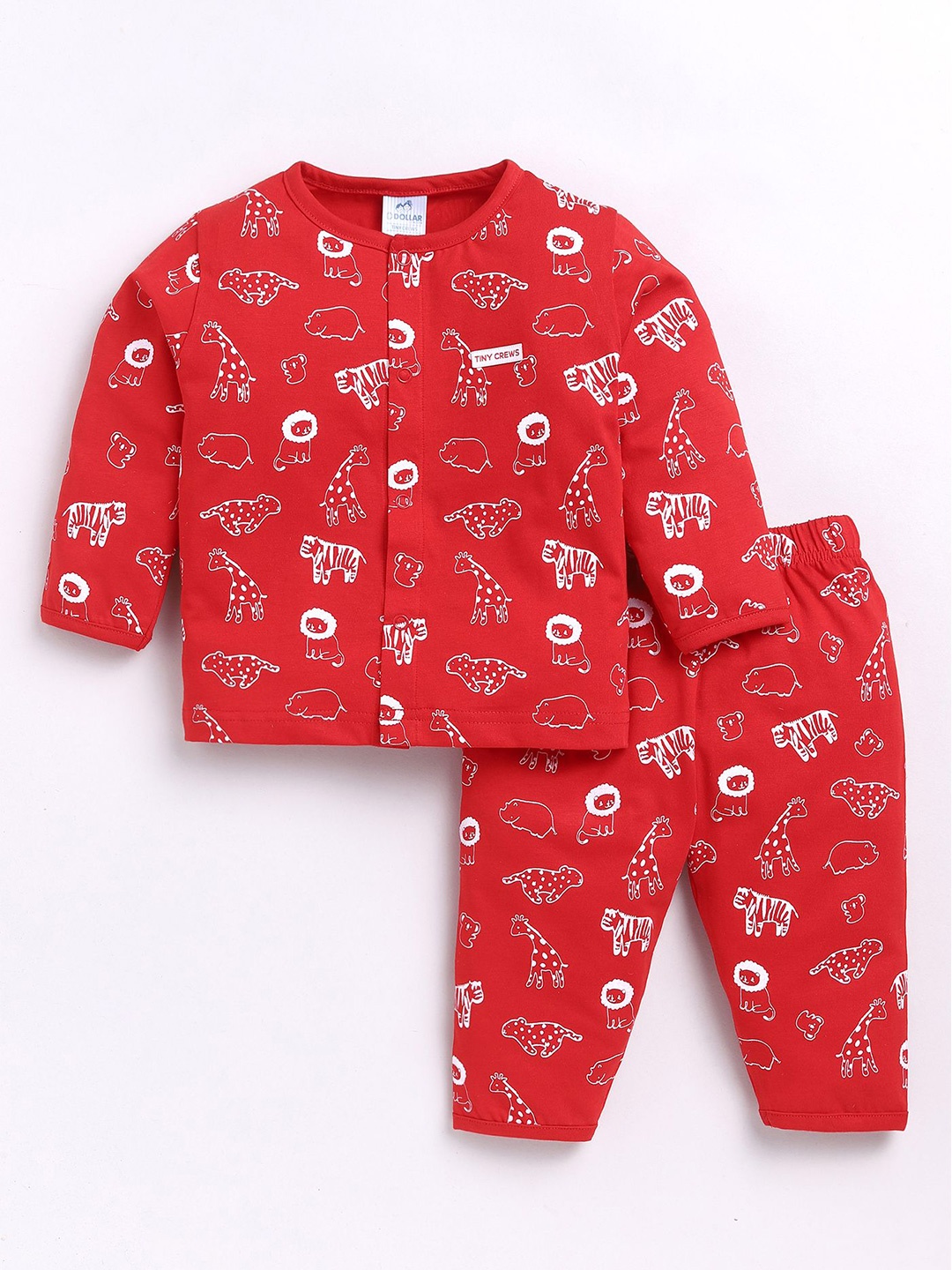 

Dollar Boys Round Neck Printed T-shirt with Trousers, Red
