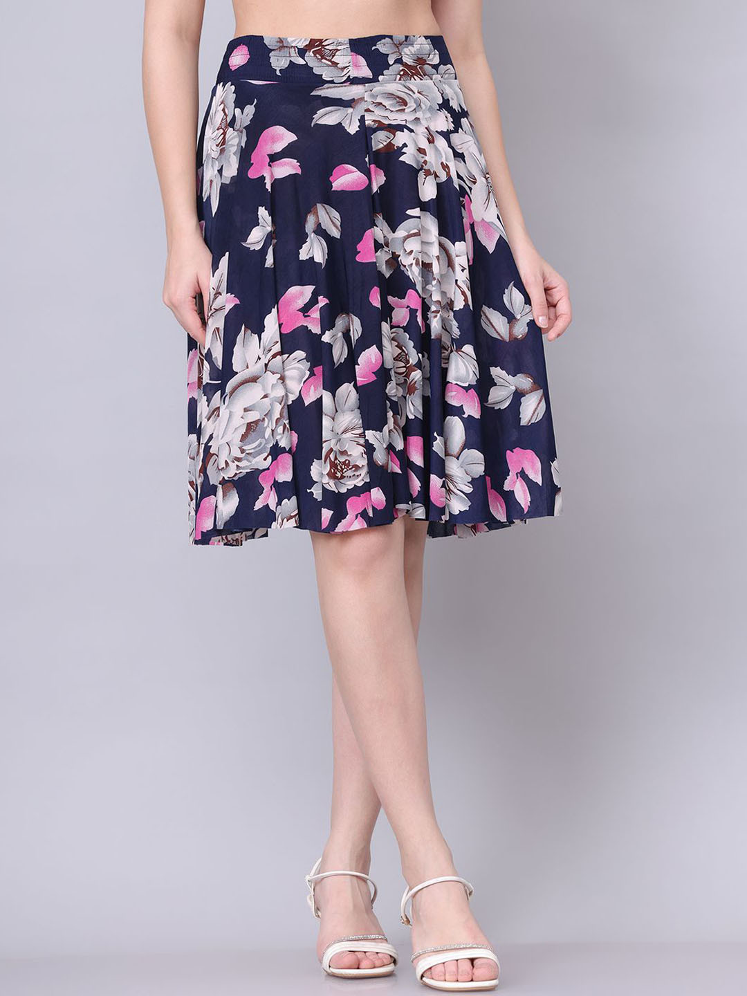 

GRACIT Women Printed Flared Above-Length Skirt, Pink