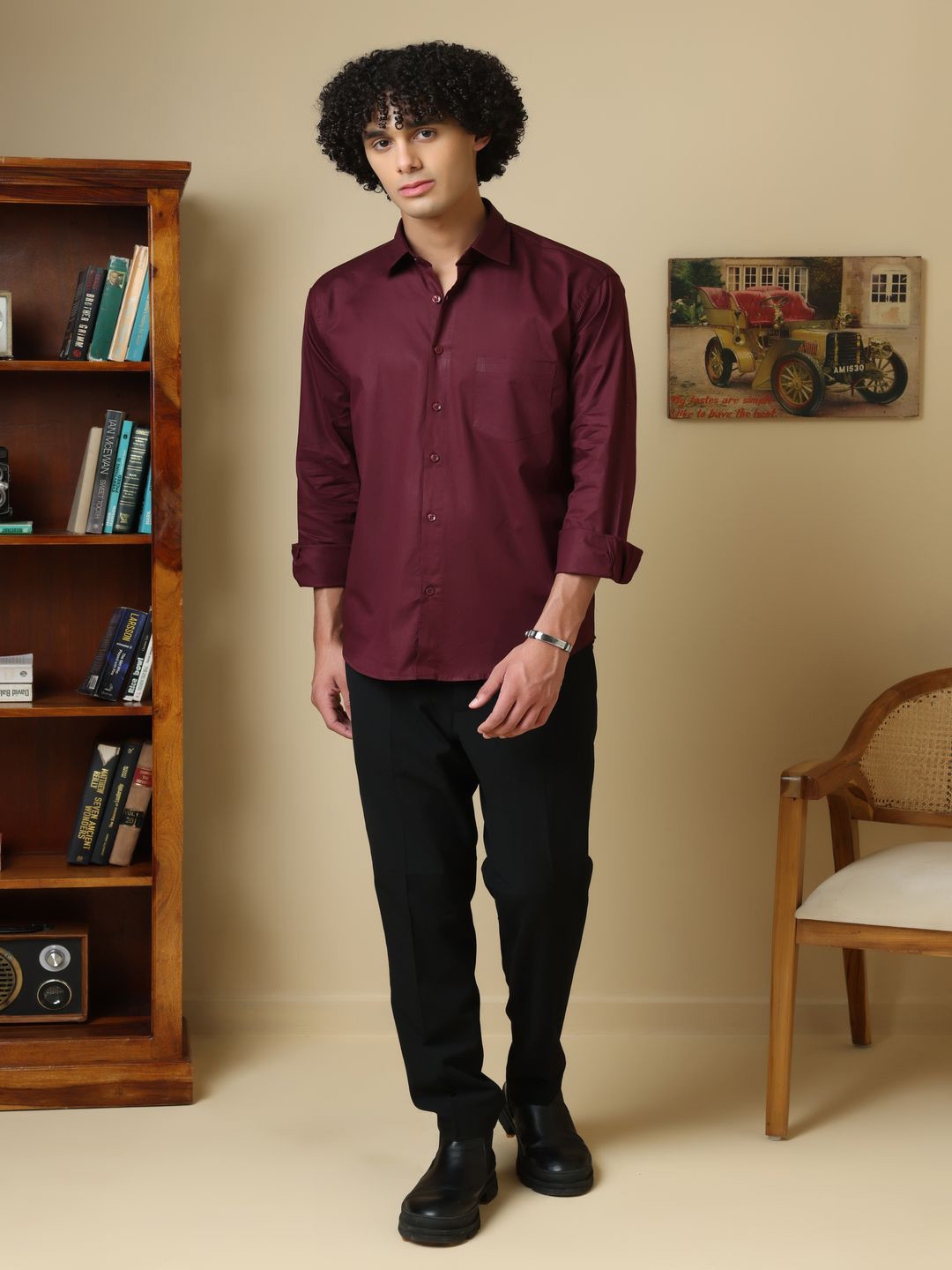 

DIOGO LOUIS Men Formal Solid Shirt, Maroon