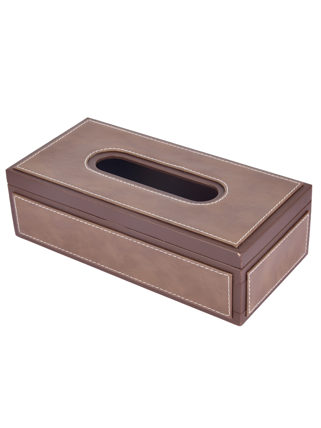 

Premsons Brown & Beige Leather Tissue Holder