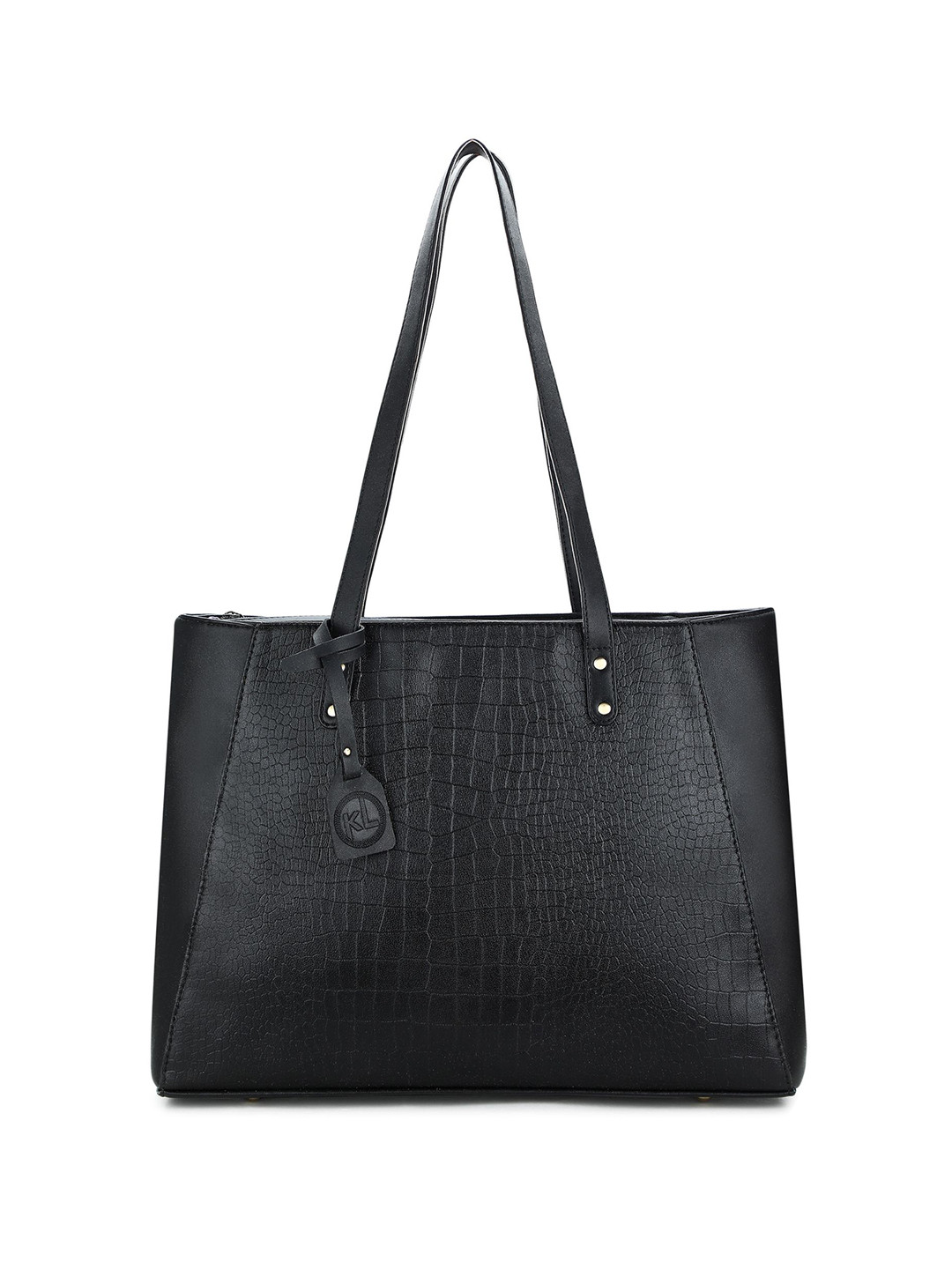 

K London Women Textured Structured Shoulder Bag, Black
