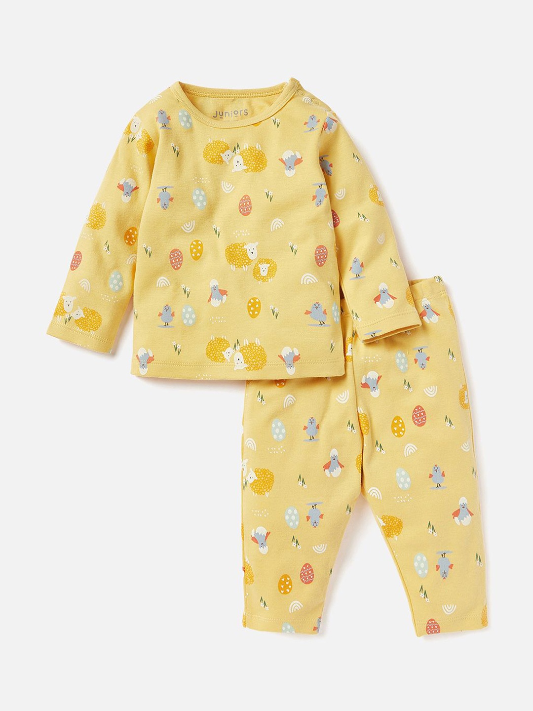 

Juniors by Babyshop Boys Printed Pure Cotton Nightsuits, Yellow