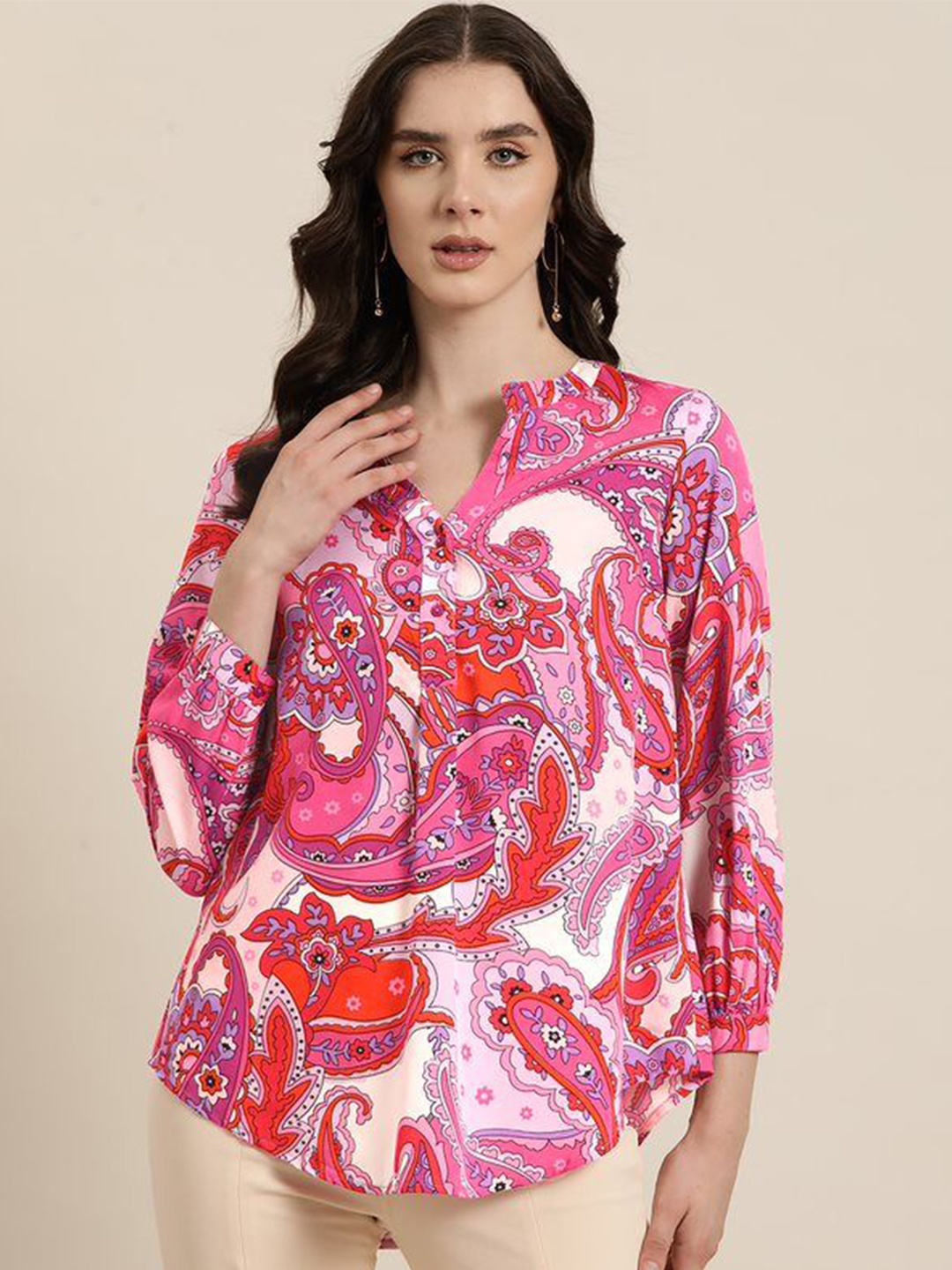 

Qurvii Women Comfort Floral Opaque Printed Casual Shirt, Pink