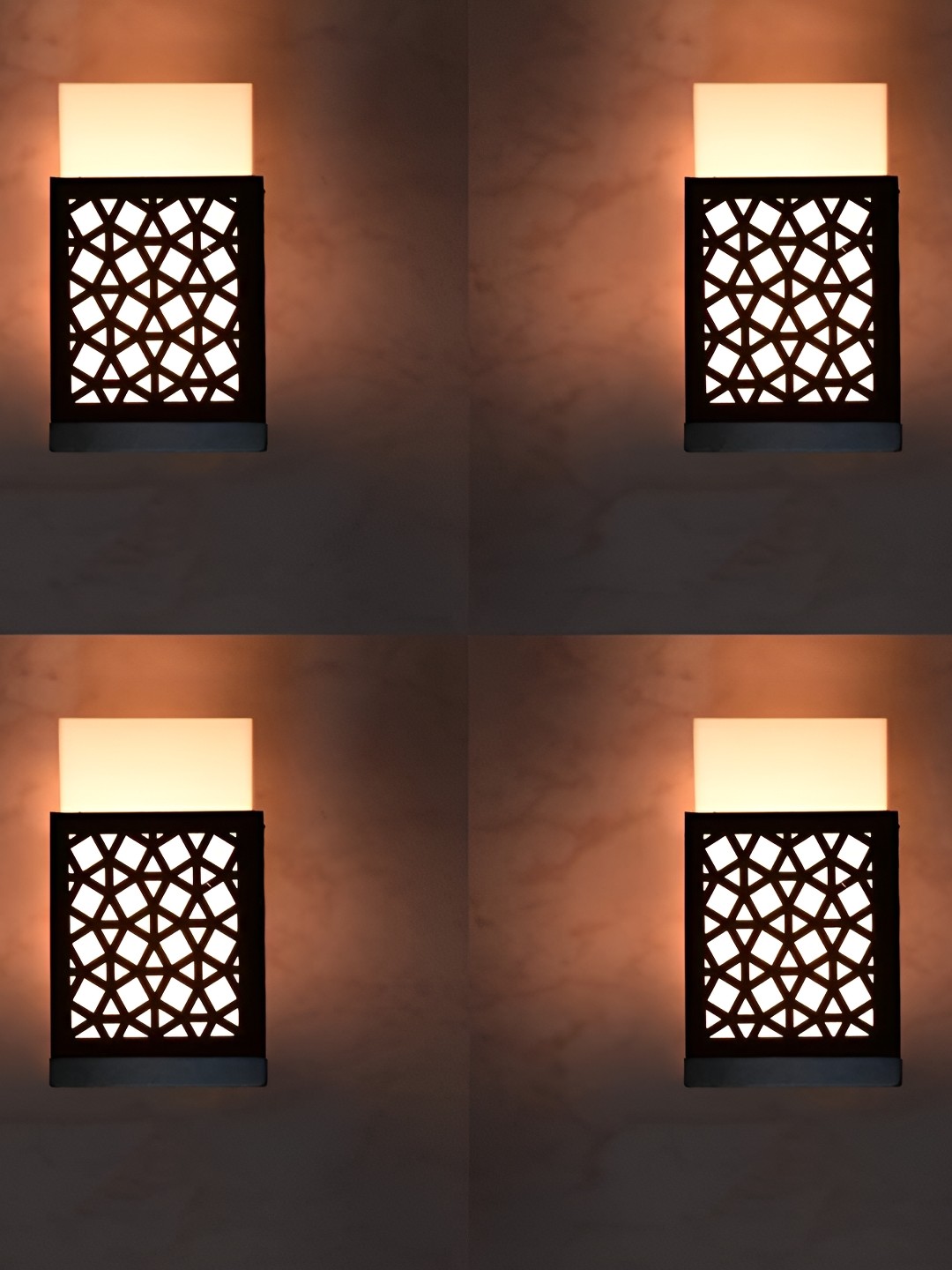 

Gojeeva Black 4 Pieces Wood Square Shaped Textured Contemporary Wall Lamp