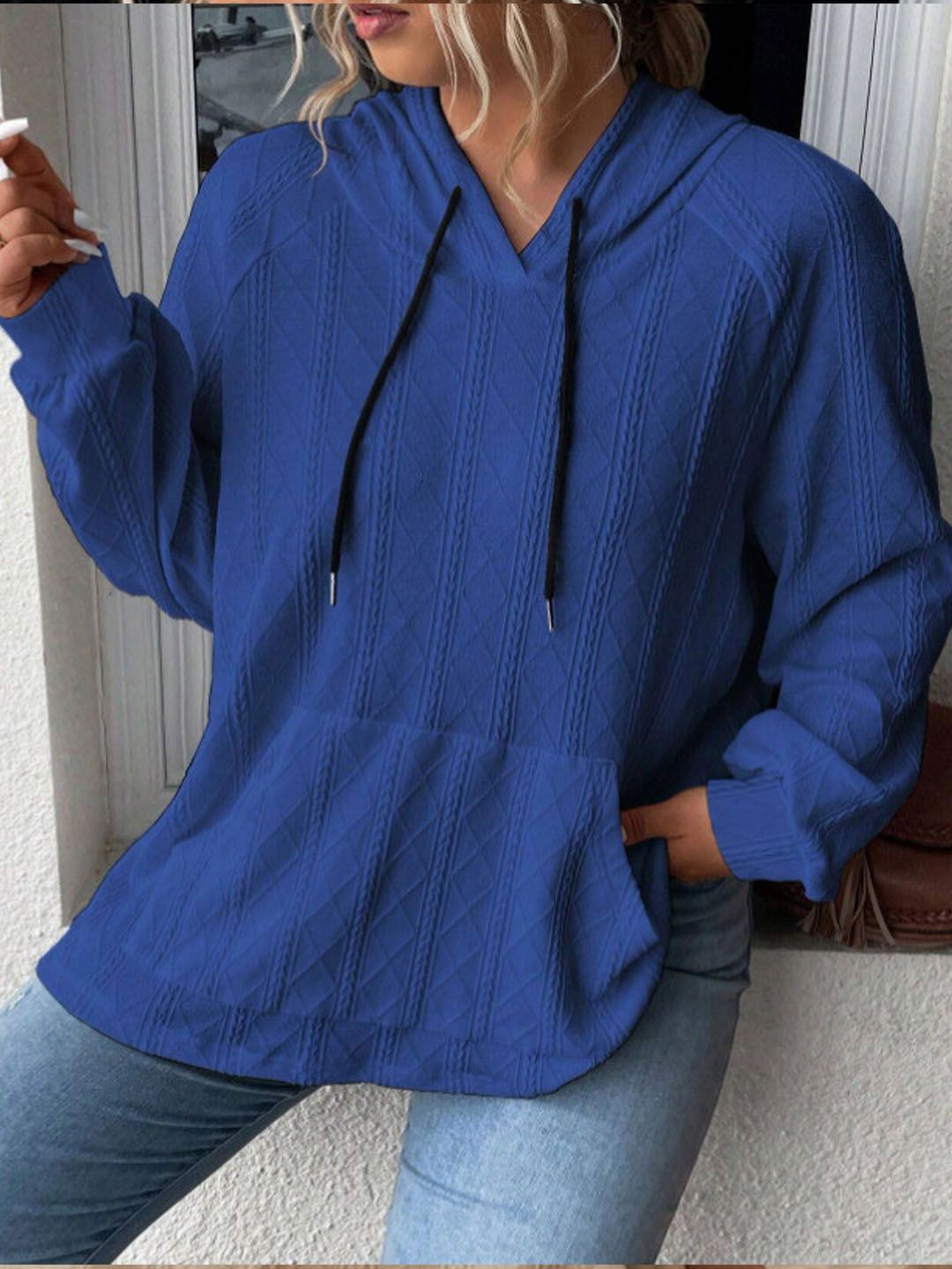 

StyleCast Women Self Design Hooded Sweatshirt, Navy blue