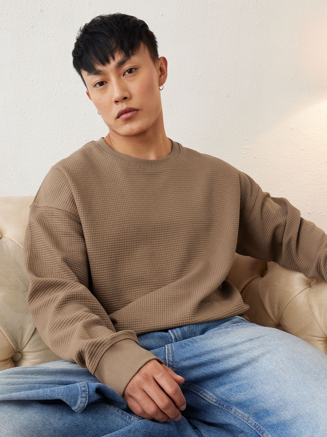 

The Souled Store Men Round Neck Sweatshirt, Brown
