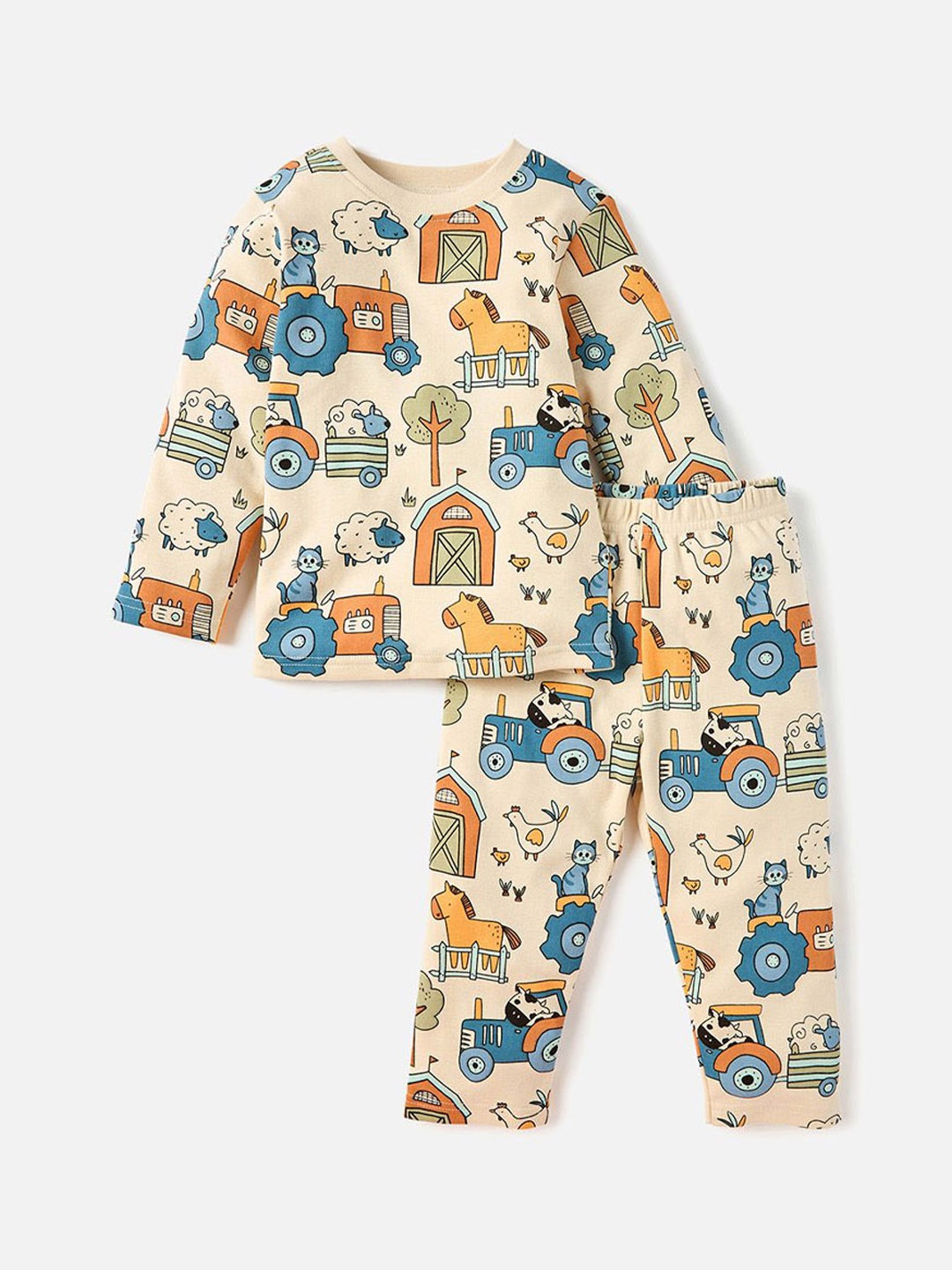 

Juniors by Babyshop Boys Printed Pure Cotton Night Suit, Beige
