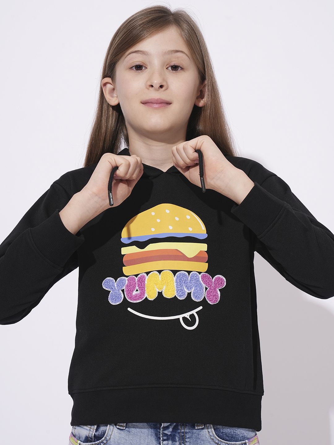 

Vero Moda Girls Printed Hooded Sweatshirt, Black