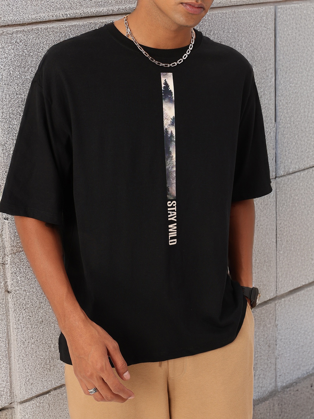 

Kook N Keech Urban Edge Printed Oversized Fit T-shirt, Black