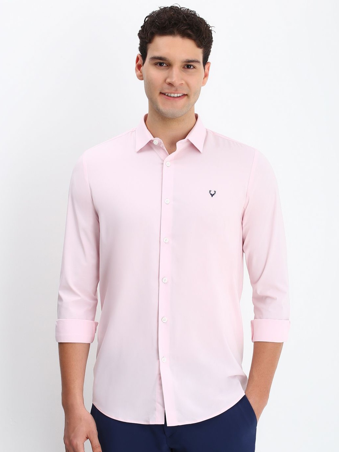 

Allen Solly Men Cutaway Collar Solid Slim Fit Casual Shirt, Pink
