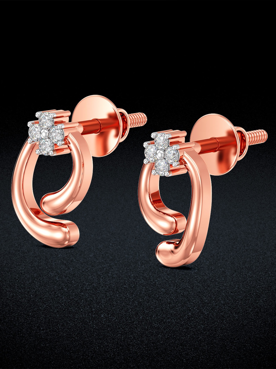 

Joyalukkas Women 18KT Charm Diamond Earring, Rose gold