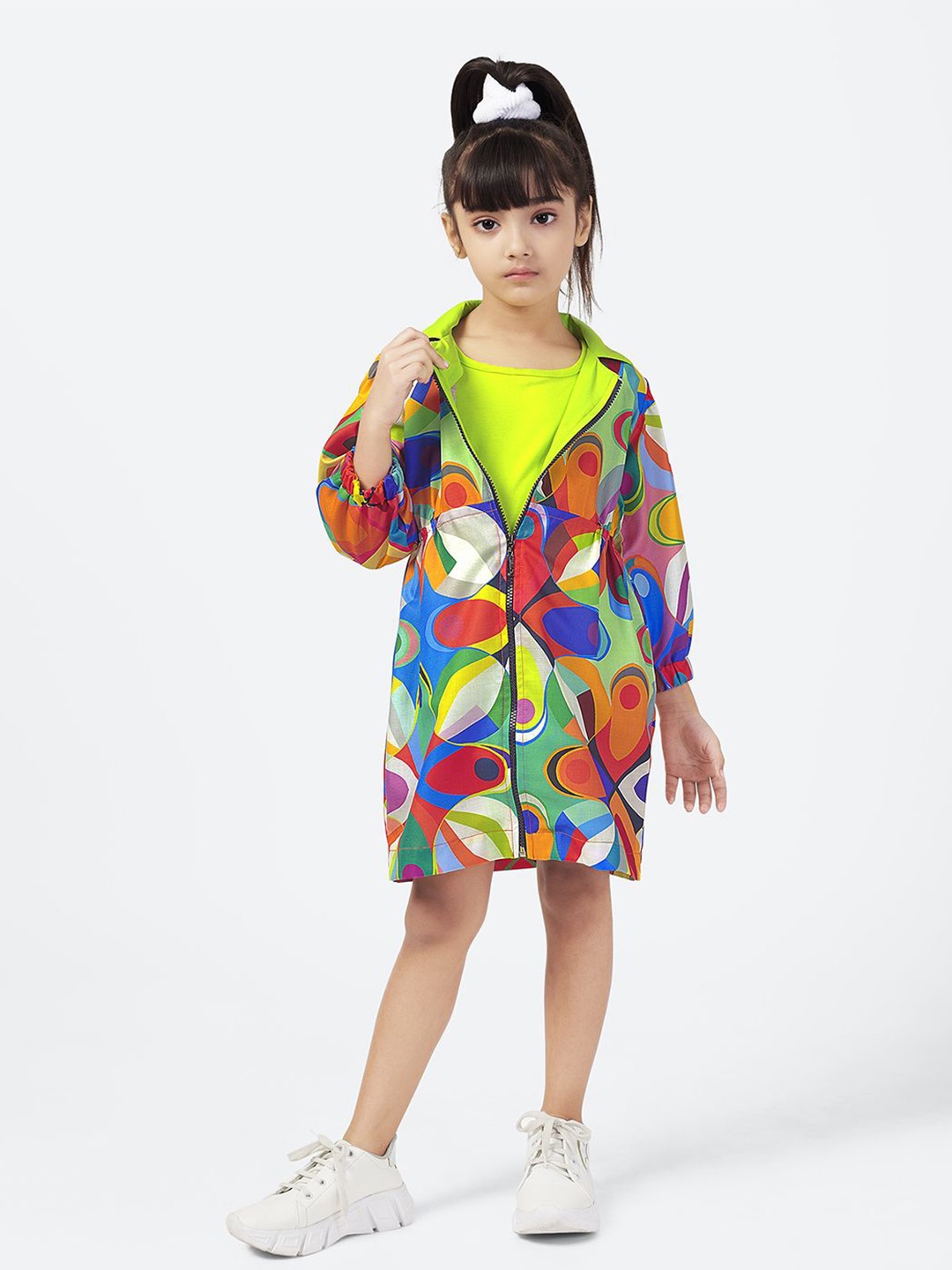 

BAESD Girls Abstract Printed Cotton A-Line Knee Length Dress, Green